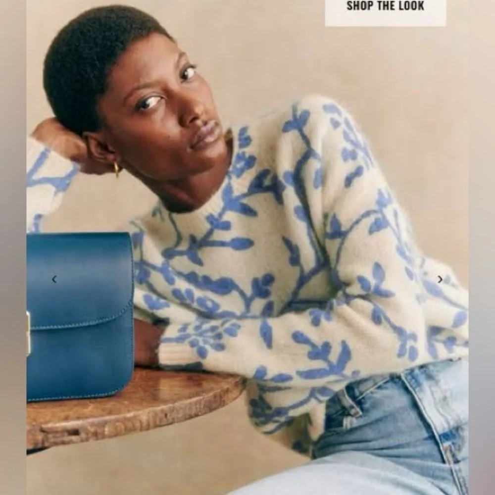 Sezane Pelagie Jumper Ecru/ Blue Floral - Size S - Picture 4 of 7